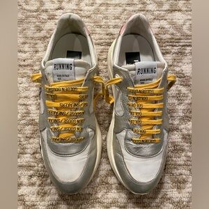 Golden Goose White and Gray Sneakers with Yellow Accents Size 39(EU) 8.5-9(US)